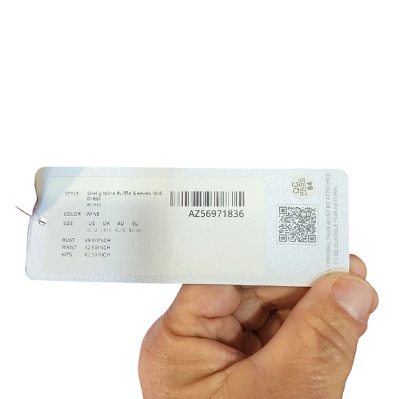 Azazie Atelier Shelly Wine Ruffle Sleeves Midi Dress Size 12 NWT - Picture 4 of 6